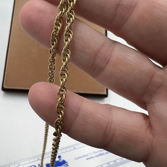 Vintage 1928 Gold Tone Charm Necklace Clip,Key,Heart, Lock 28" Longline - Picture 4 of 8